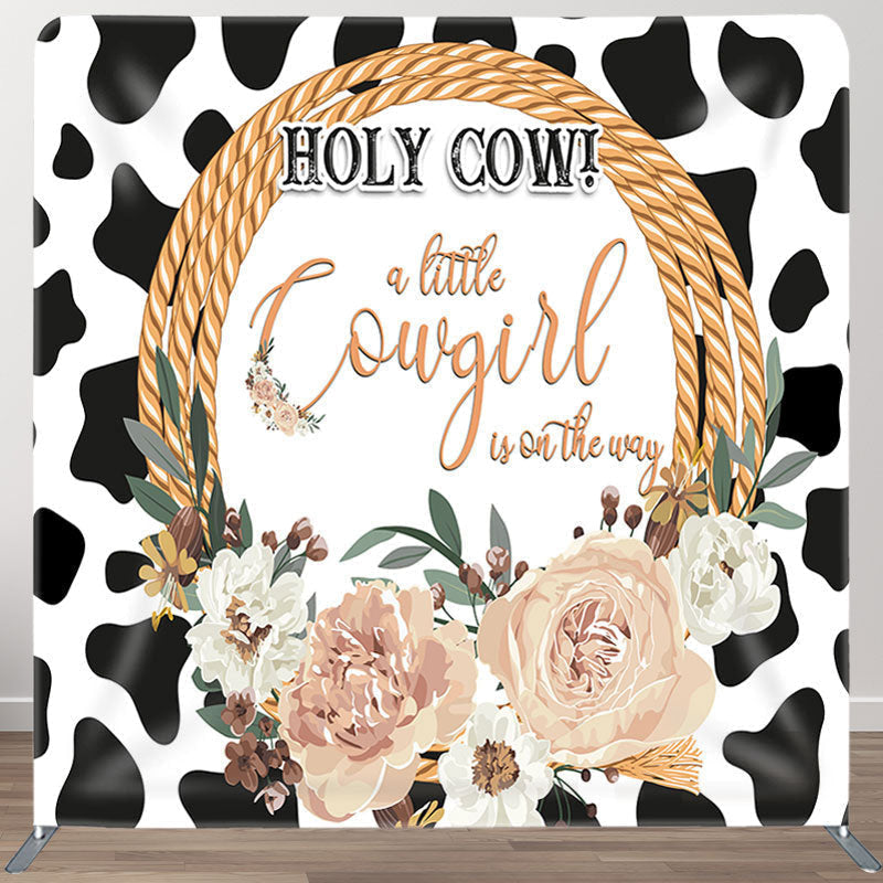 Aperturee - Aperturee A Little Cow Girl Fabric Backdrop Cover for Baby Shower