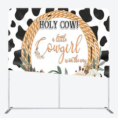 Aperturee - Aperturee A Little Cow Girl Fabric Backdrop Cover for Baby Shower