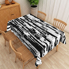 Aperturee - Aperturee Abstract Black And White Line Art Rectangle Tablecloth