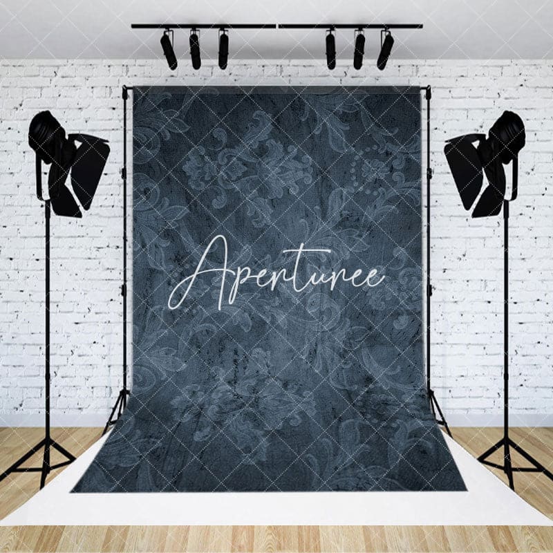 Aperturee - Aperturee Abstract Black Floral Pattern Damask Photo Backdrop