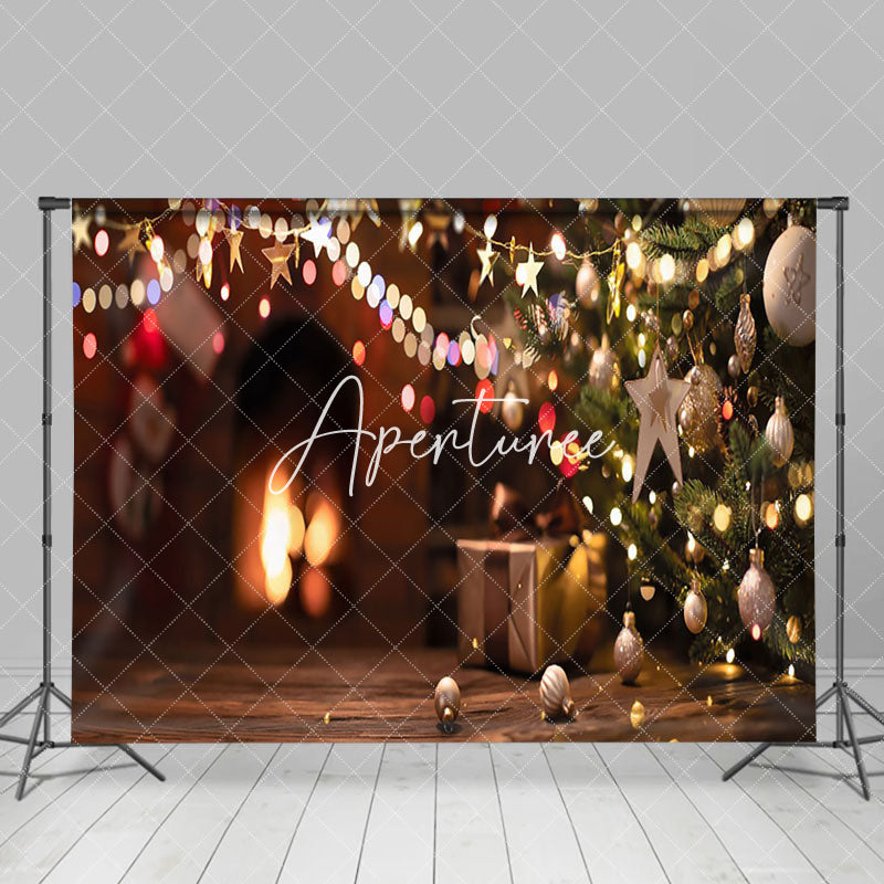 Aperturee - Aperturee Abstract Bokeh Lights Wood Floor Christmas Backdrop