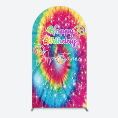 Aperturee - Aperturee Abstract Colorful Tie-Dye Birthday Arch Backdrop