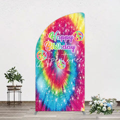 Aperturee - Aperturee Abstract Colorful Tie-Dye Birthday Arch Backdrop