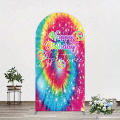 Aperturee - Aperturee Abstract Colorful Tie-Dye Birthday Arch Backdrop