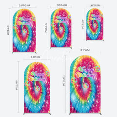 Aperturee - Aperturee Abstract Colorful Tie-Dye Birthday Arch Backdrop