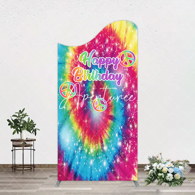 Aperturee - Aperturee Abstract Colorful Tie-Dye Birthday Arch Backdrop