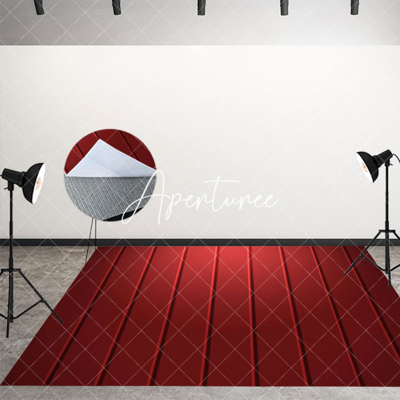 Aperturee - Aperturee Abstract Dark Red Stripe Pattern Fabric Floor Mat