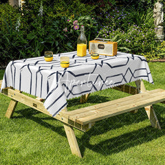 Aperturee - Aperturee Abstract Deep Blue Geometric Rectangle Tablecloth