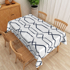 Aperturee - Aperturee Abstract Deep Blue Geometric Rectangle Tablecloth