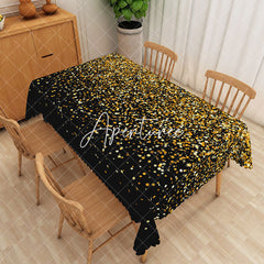 Aperturee - Aperturee Abstract Golden And White Starry Simple Tablecloth