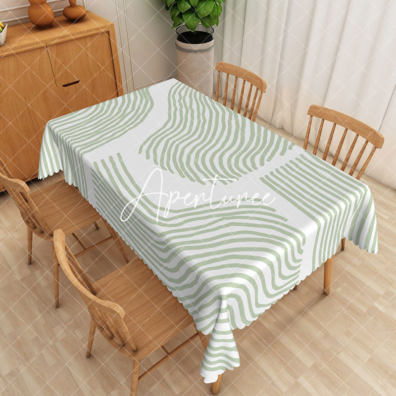 Aperturee - Aperturee Abstract Green To White Gradient Pattern Tablecloth