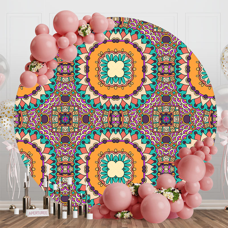 Aperturee - Aperturee Abstract Mandala Floral Round Ethiopian Backdrop