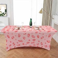 Aperturee - Aperturee Abstract Pink Leopard Texture Stretch Table Cover