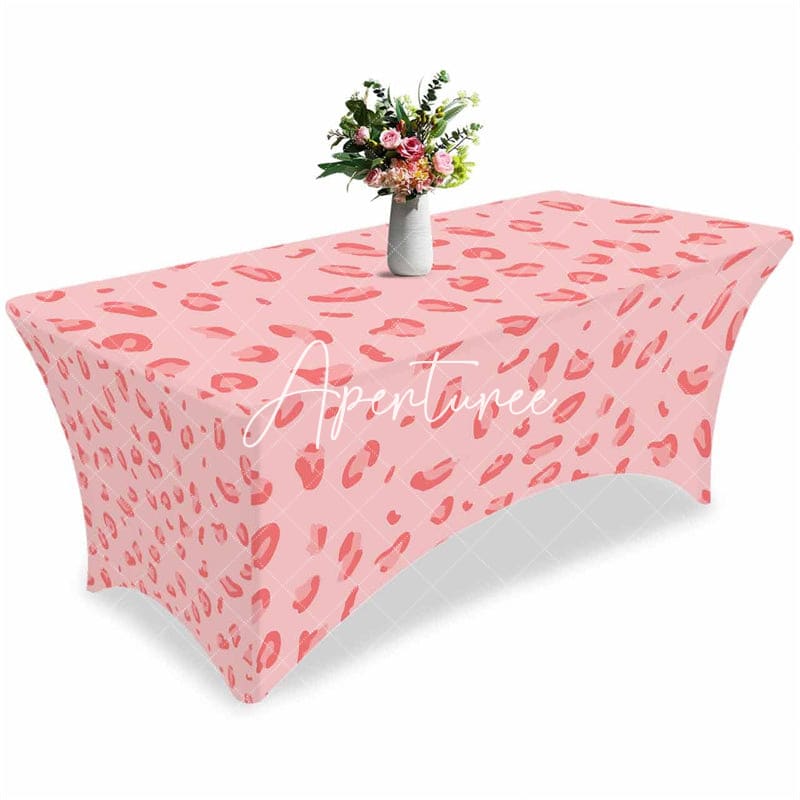 Aperturee - Aperturee Abstract Pink Leopard Texture Stretch Table Cover