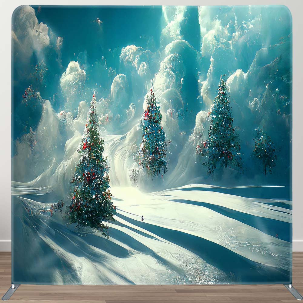 Aperturee - Aperturee Abstract Sky Trees Christmas Tension Fabric Backdrop