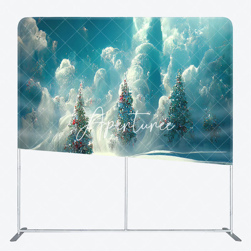 Aperturee - Aperturee Abstract Sky Trees Christmas Tension Fabric Backdrop