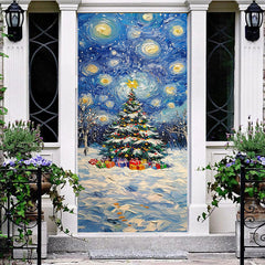 Aperturee - Aperturee Abstract Starry Sky Xmas Tree Christmas Door Cover