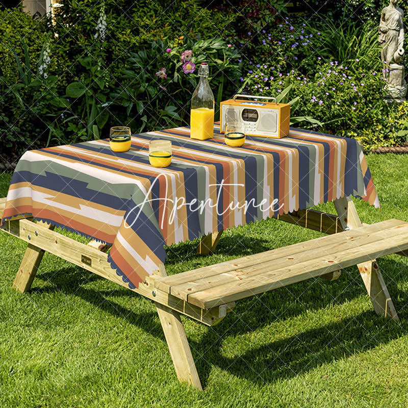 Aperturee - Aperturee Abstract Stripes Modern Rectangle Tablecloth