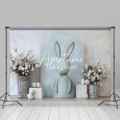 Aperturee - Aperturee Abstract Wall Green Bunny Floral Egg Easter Backdrop