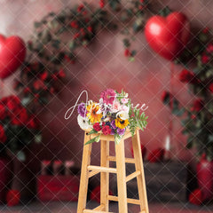 Aperturee - Aperturee Abstract Wall Red Rose Leaves Valentines Day Backdrop