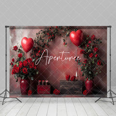 Aperturee - Aperturee Abstract Wall Red Rose Leaves Valentines Day Backdrop