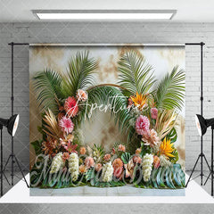 Aperturee - Aperturee Abstract Wall Tribal Leaves Floral Room Set Backdrop