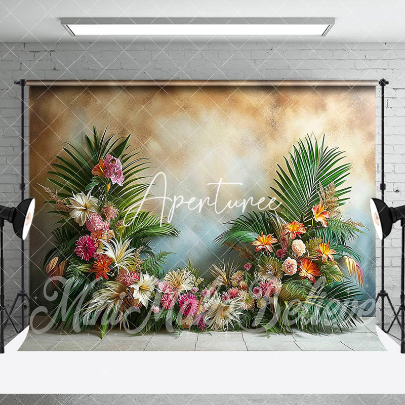 Aperturee - Aperturee Abstract Wall Tribal Leaves Floral Room Set Backdrop