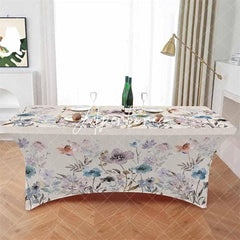 Aperturee - Aperturee Abstract Watercolor Blossom Floral Stretch Table Cover