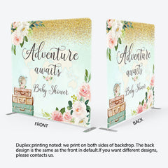 Aperturee - Aperturee Adventure Awaits Flower Fabric Backdrop Cover for Baby Shower