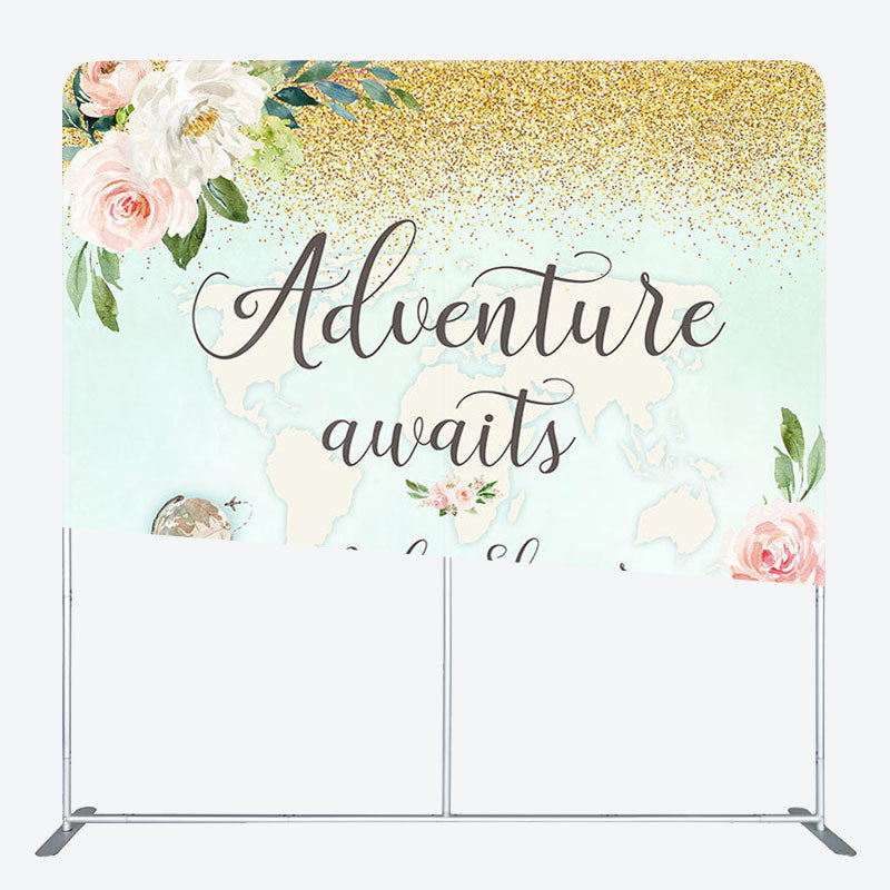 Aperturee - Aperturee Adventure Awaits Flower Fabric Backdrop Cover for Baby Shower