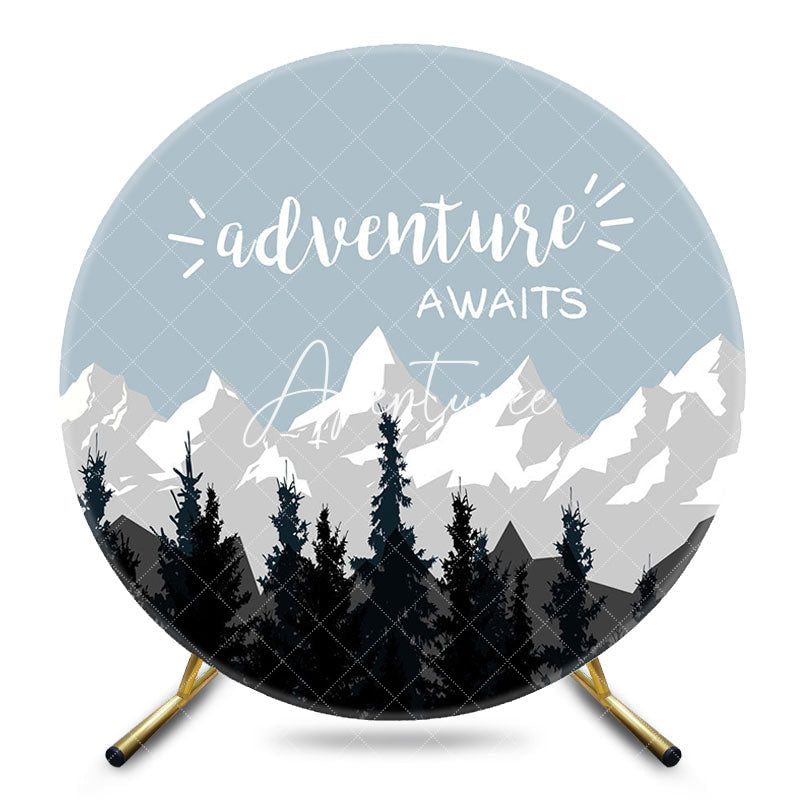 Aperturee - Aperturee Adventure Awaits Wild Forest Mountain Round Backdrop