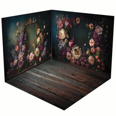 Aperturee - Aperturee Aesthetic Colorful Floral Fine Art Room Set Backdrop