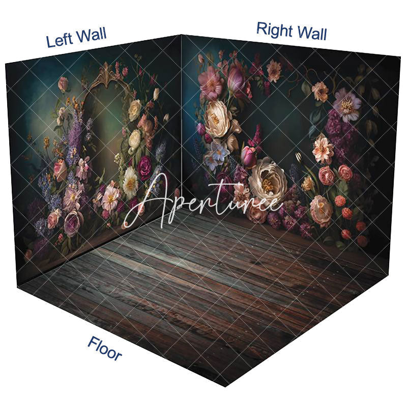 Aperturee - Aperturee Aesthetic Colorful Floral Fine Art Room Set Backdrop