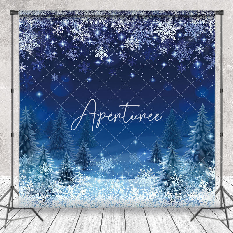 Aperturee - Aperturee Aesthetic Pine Snowflake Winter Night Backdrop