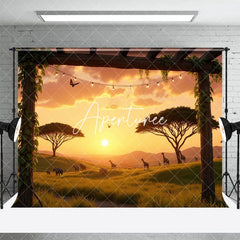 Aperturee - Aperturee African Savanna Animal Sunset Natural Scene Backdrop