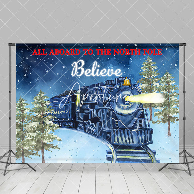 Aperturee - Aperturee All Aboard To North Pole Believe Christmas Backdrop