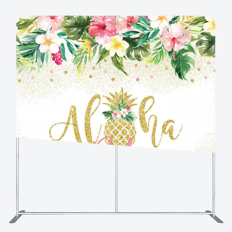 Aperturee - Aperturee Aloha Baby Flower Fabric Backdrop Cover for Baby Shower