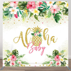 Aperturee - Aperturee Aloha Baby Flower Fabric Backdrop Cover for Baby Shower