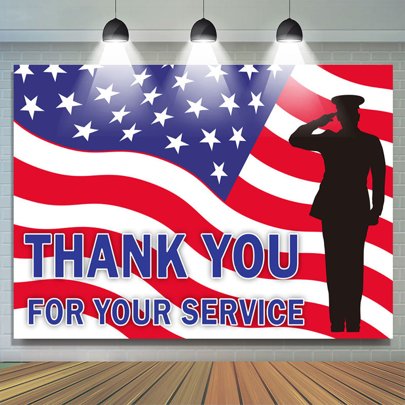 Aperturee - Aperturee American Flag Patriotic Thank You Veterans Backdrop