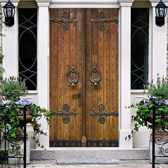 Aperturee - Aperturee Ancient Retro Wooden Copper Door Party Door Cover