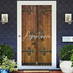 Aperturee - Aperturee Ancient Retro Wooden Copper Door Party Door Cover