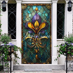 Aperturee - Aperturee Ancient Stained Glass Pattern Birthday Door Cover