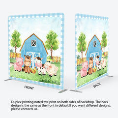 Aperturee - Aperturee Animals Blue House Fabric Backdrop Cover for Birthday