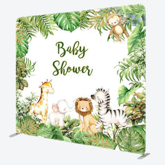 Aperturee - Aperturee Animals Green Leaves Fabric Backdrop Cover for Baby Shower