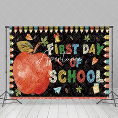 Aperturee - Aperturee Apple Colorful Crayon First Day Of School Backdrop