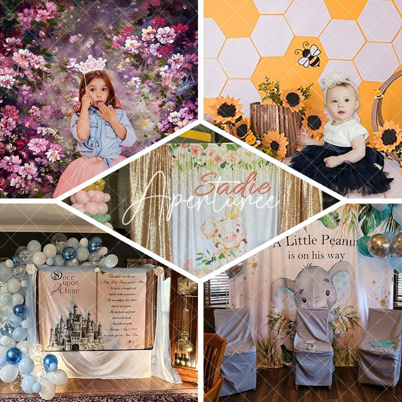 Aperturee - Aperturee Arch Balloon Fairy Floral Castle Cake Smash Backdrop