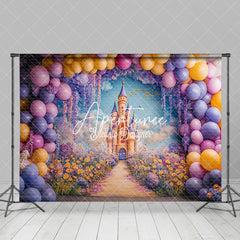 Aperturee - Aperturee Arch Balloon Fairy Floral Castle Cake Smash Backdrop