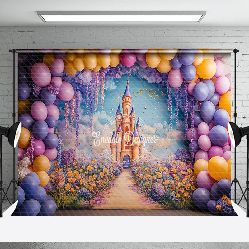 Aperturee - Aperturee Arch Balloon Fairy Floral Castle Cake Smash Backdrop