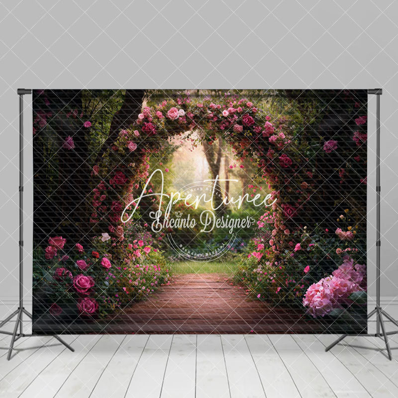 Aperturee - Aperturee Arch Floral Green Plant Natural Scenery Backdrop