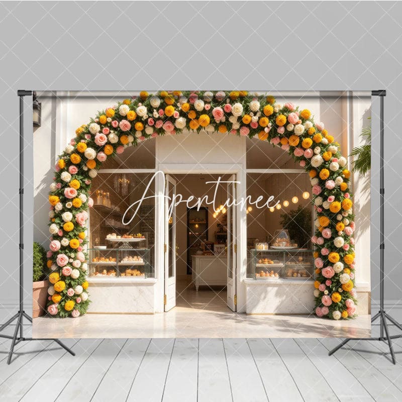 Aperturee - Aperturee Arch Garland Floral Candyland Shop Spring Backdrop